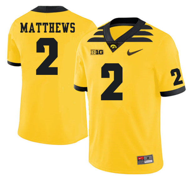Men #2 Quavon Matthews Iowa Hawkeyes College Football Jerseys Sale-Gold